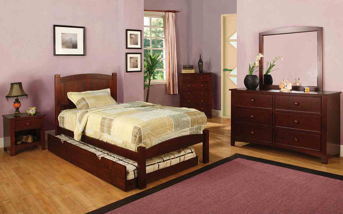 Omnus Transitional Youth Bedroom Furniture - Chest, Dresser, Desk, Hutch, Mirror & Trundle – Brown & Gray, view 9