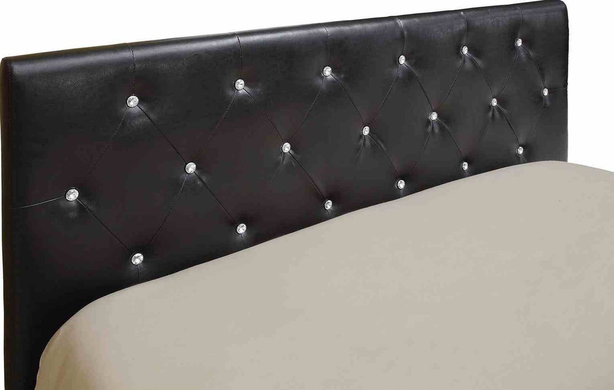 Velen Contemporary Upholstered Platform Bed - Button Tufted Leatherette Headboard with Diamond-Like Accents – Black & White, view 11
