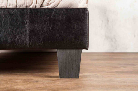 Velen Contemporary Upholstered Platform Bed - Button Tufted Leatherette Headboard with Diamond-Like Accents – Black & White, view 12