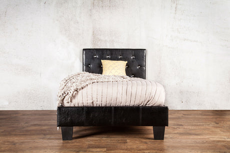 Velen Contemporary Upholstered Platform Bed - Button Tufted Leatherette Headboard with Diamond-Like Accents – Black & White, view 16