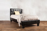 Velen Contemporary Upholstered Platform Bed - Button Tufted Leatherette Headboard with Diamond-Like Accents – Black & White, view 15