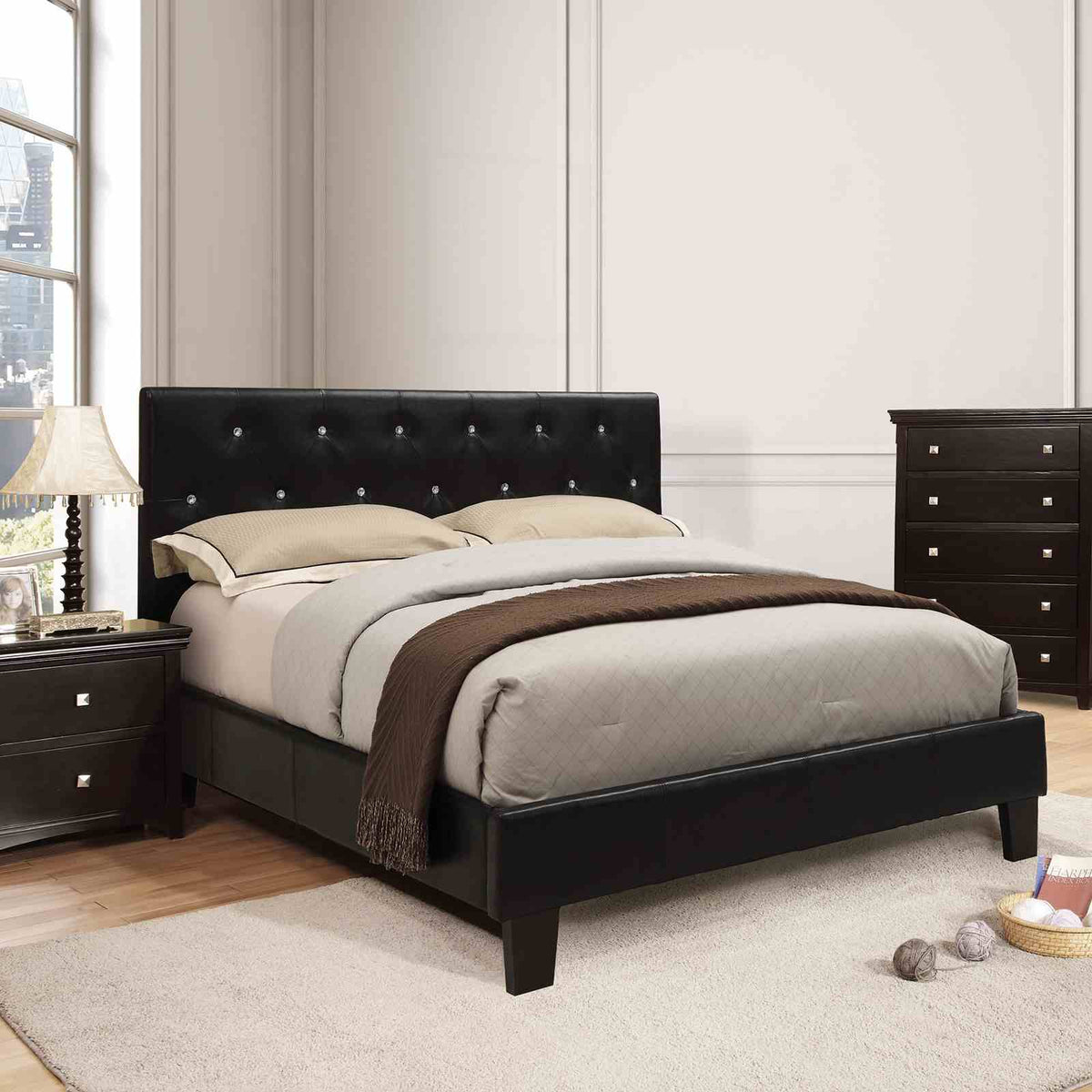 Velen Contemporary Upholstered Platform Bed - Eastern King
