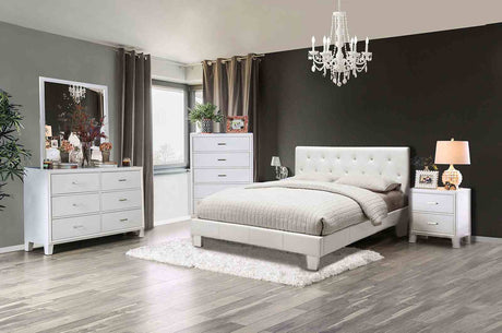 Velen Contemporary Upholstered Platform Bed - Button Tufted Leatherette Headboard with Diamond-Like Accents – Black & White, view 8