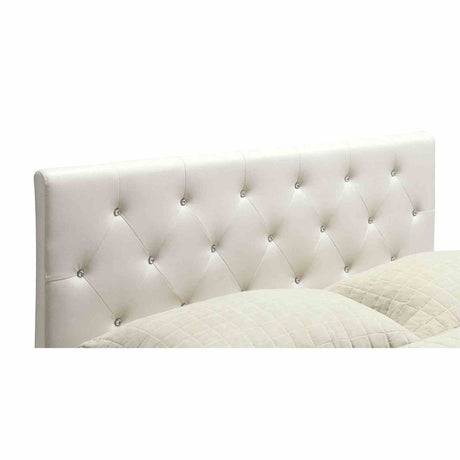 Velen Contemporary Upholstered Platform Bed - Button Tufted Leatherette Headboard with Diamond-Like Accents – Black & White, view 3