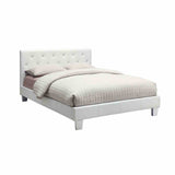 Velen Contemporary Upholstered Platform Bed - Button Tufted Leatherette Headboard with Diamond-Like Accents – Black & White, view 2