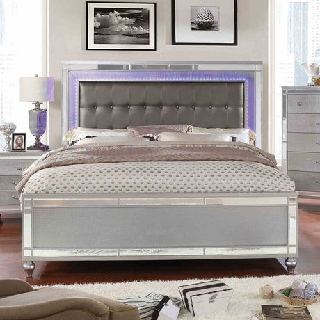 Brachium Contemporary LED Upholstered Bed, Bedroom Set & Case Pieces - Queen Bed Only