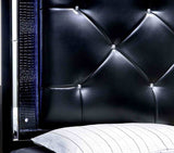 Bellanova Glam LED Upholstered Bed & Bedroom Collection - Crocodile Texture Mirror Inserts in Black or Silver – Black & Silver, view 14