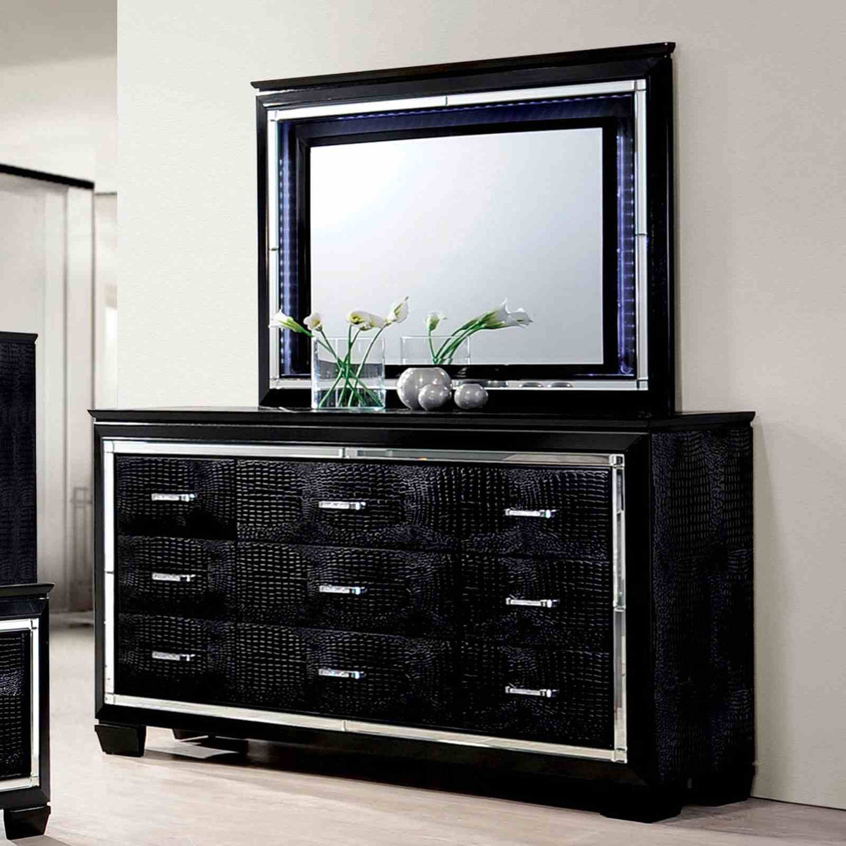 Bellanova Glam LED Upholstered Bed & Bedroom Collection - Dresser