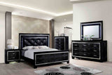 Bellanova Glam LED Upholstered Bed & Bedroom Collection - Crocodile Texture Mirror Inserts in Black or Silver – Black & Silver, view 2