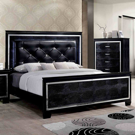 Bellanova Glam LED Upholstered Bed & Bedroom Collection - Queen Bed Only