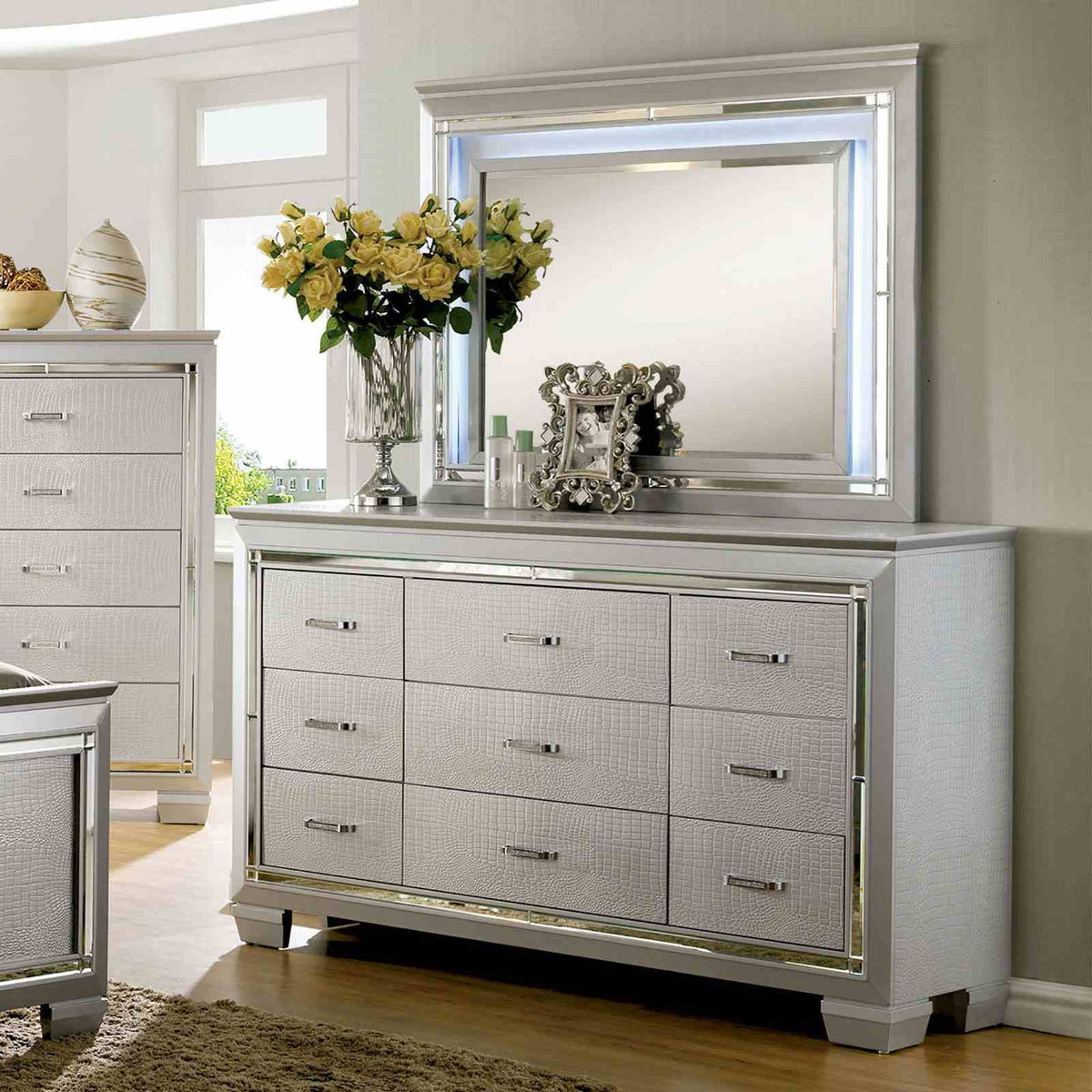 Bellanova Glam LED Upholstered Bed & Bedroom Collection - Dresser