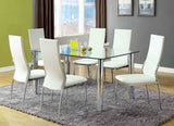 Kalawao Contemporary Dining Chairs, Set of 2 - Padded Leatherette & Chrome Legs in White – White & Silver, view 2