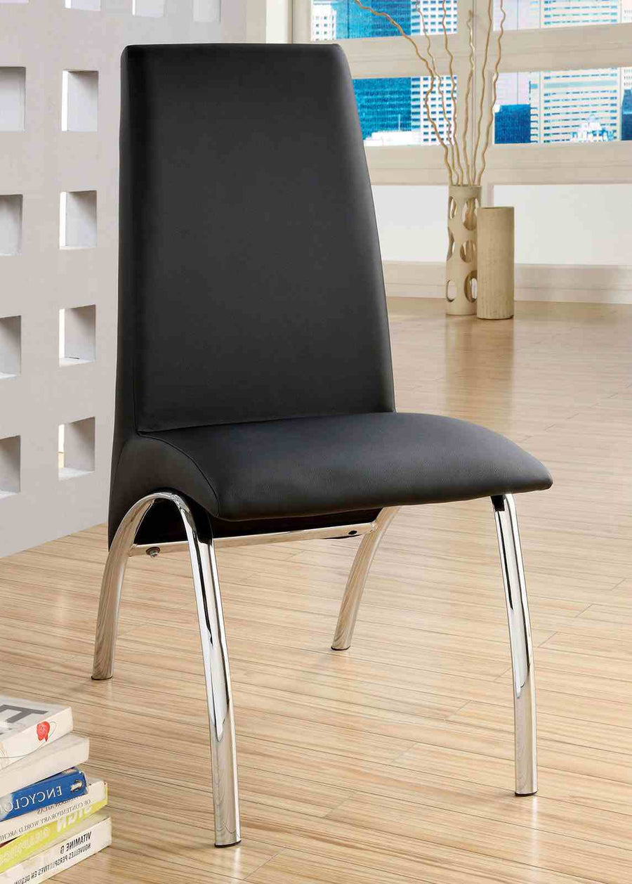 Wailoa Contemporary Leatherette Dining Chairs (Set of 2) - Chrome Metal Legs in Black or Gray