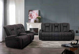 Amirah Reclining Sofa, Glider Loveseat & Recliner - Channel-Back Dark Gray with USB, Cup Holders & Storage – Gray, view 2