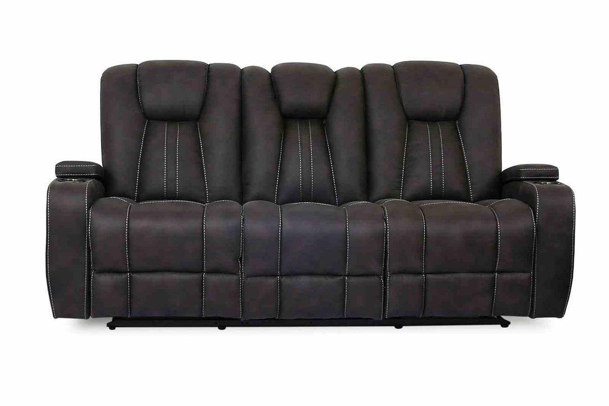 Amirah Reclining Sofa, Glider Loveseat & Recliner - Channel-Back Dark Gray with USB, Cup Holders & Storage – Gray, view 6