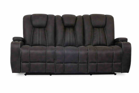 Amirah Reclining Sofa, Glider Loveseat & Recliner - Channel-Back Dark Gray with USB, Cup Holders & Storage – Gray, view 6