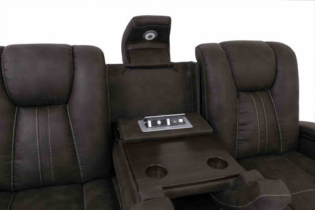 Amirah Reclining Sofa, Glider Loveseat & Recliner - Channel-Back Dark Gray with USB, Cup Holders & Storage – Gray, view 7