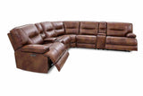 Louella Top Grain Leather Power Reclining Sectional - Power Headrests, Storage Console & USB in Brown – Brown, view 2