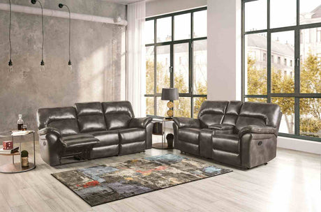 Josias Transitional Reclining Sofa, Loveseat & Glider Recliner - Pillow Top Arms in Leatherette or Fabric – Gray, view 2