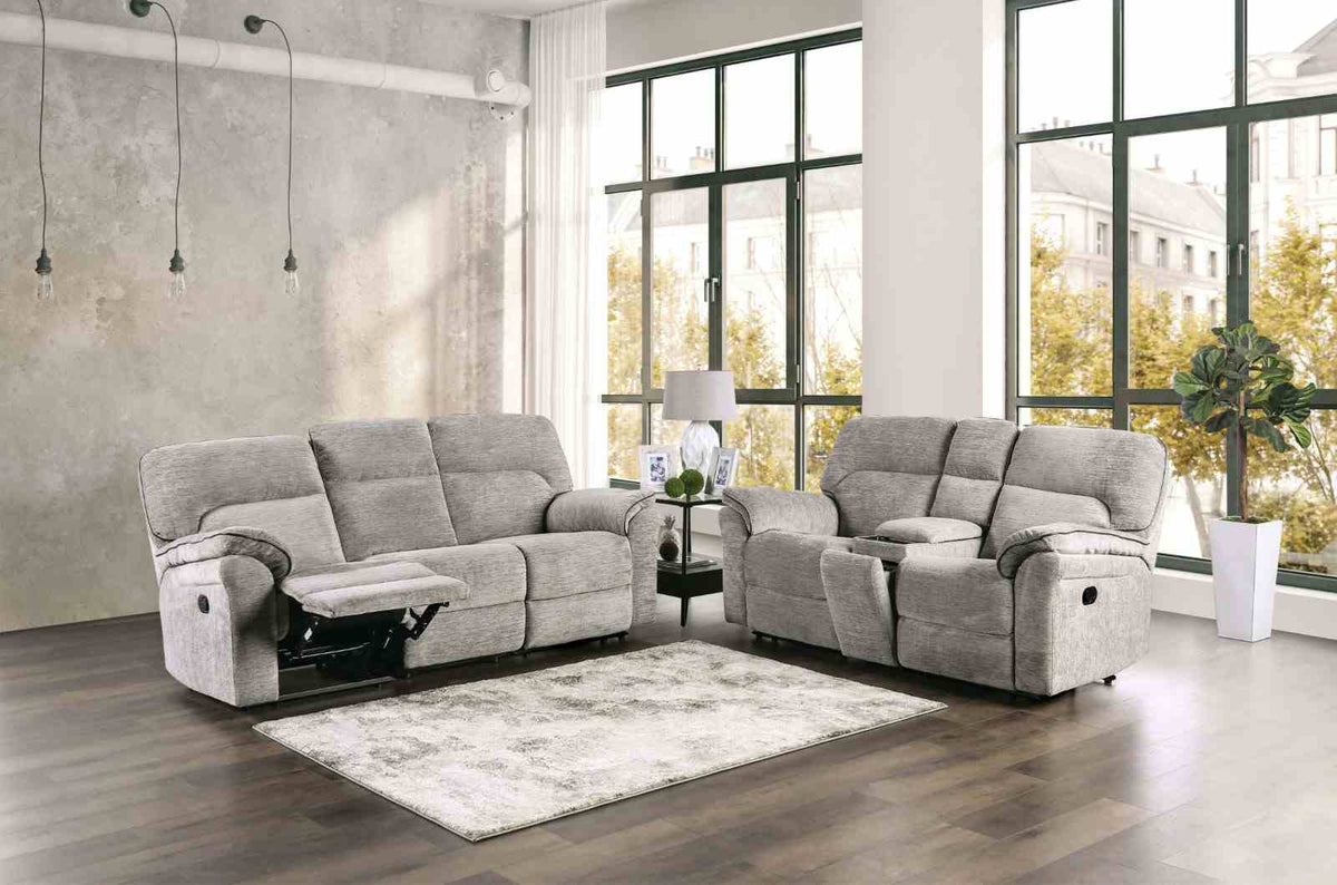 Josias Transitional Reclining Sofa, Loveseat & Glider Recliner - Pillow Top Arms in Leatherette or Fabric – Gray, view 6