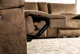 Cerelia Power Reclining Sectional - Wall-Hugger Design with Storage Console & Wireless Charging – Brown & Gray, view 5