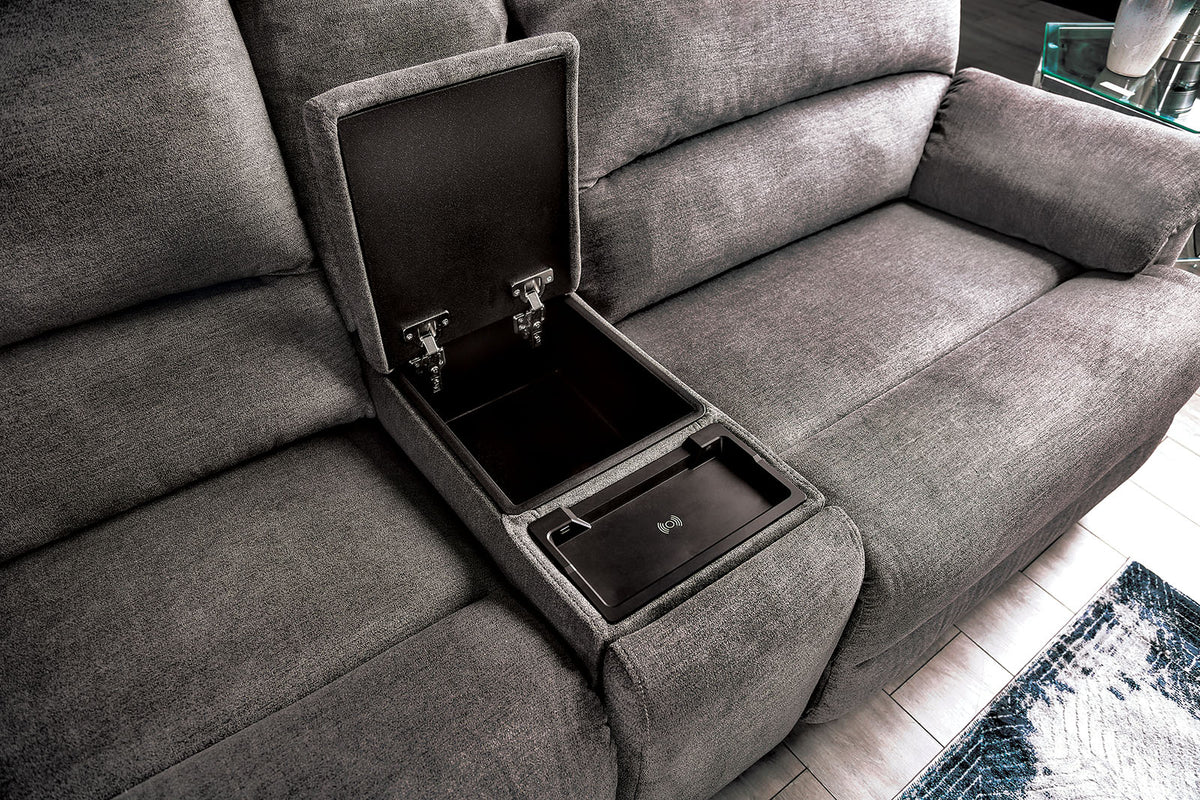 Cerelia Power Reclining Sectional - Wall-Hugger Design with Storage Console & Wireless Charging – Brown & Gray, view 9