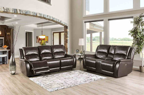 Gorgius Power Reclining Sofa, Loveseat, Recliner & Sectional - Top Grain Leather Match Wallhugger – Brown & Gray, view 2