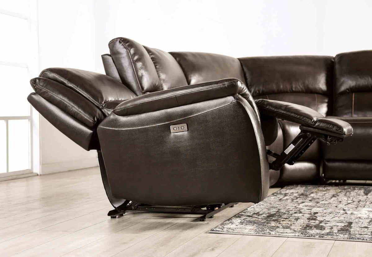 Gorgius Power Reclining Sofa, Loveseat, Recliner & Sectional - Top Grain Leather Match Wallhugger – Brown & Gray, view 18