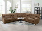 Apostolos 6-Piece Power Reclining Sectional with Storage Consoles - Brown