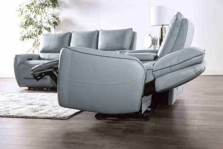 Phineas Zero Gravity Power Reclining Sofa, Loveseat & Recliner - Top Grain Leather Match in Pale Blue or Beige – Blue & Beige, view 12