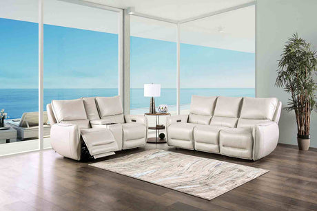 Phineas Zero Gravity Power Reclining Sofa, Loveseat & Recliner - Top Grain Leather Match in Pale Blue or Beige – Blue & Beige, view 6