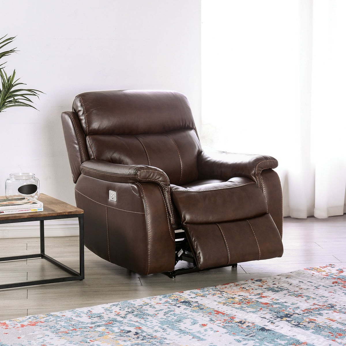 Antenor Transitional Power Reclining Sofa, Console Loveseat & Recliner - Power Recliner