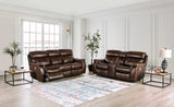 Antenor Transitional Power Reclining Sofa, Console Loveseat & Recliner - Top Grain Leather Match in Brown – Brown, view 2