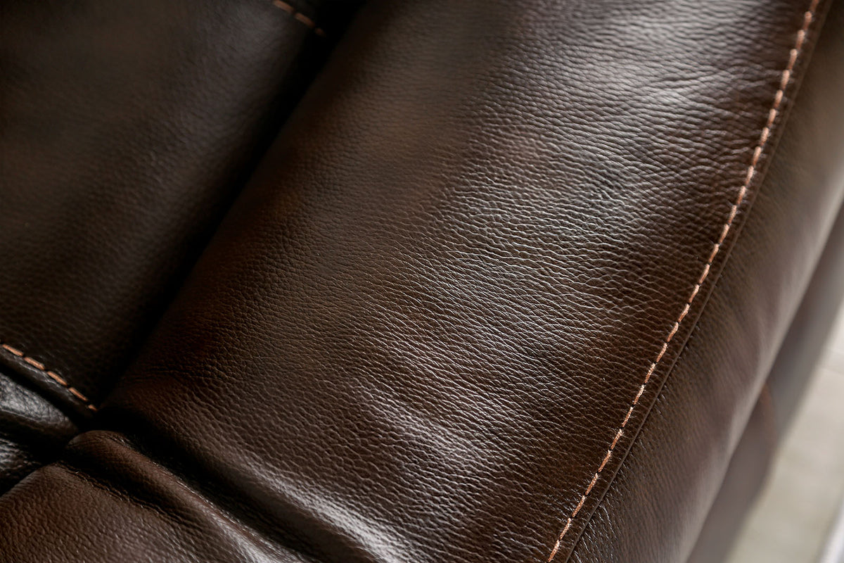 Antenor Transitional Power Reclining Sofa, Console Loveseat & Recliner - Top Grain Leather Match in Brown – Brown, view 6