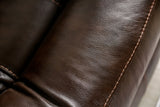 Antenor Transitional Power Reclining Sofa, Console Loveseat & Recliner - Top Grain Leather Match in Brown – Brown, view 6
