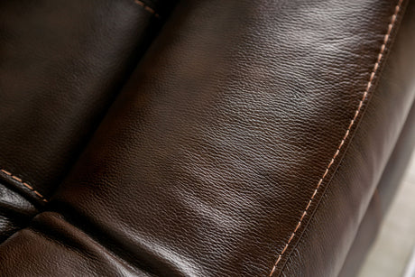 Antenor Transitional Power Reclining Sofa, Console Loveseat & Recliner - Top Grain Leather Match in Brown – Brown, view 6