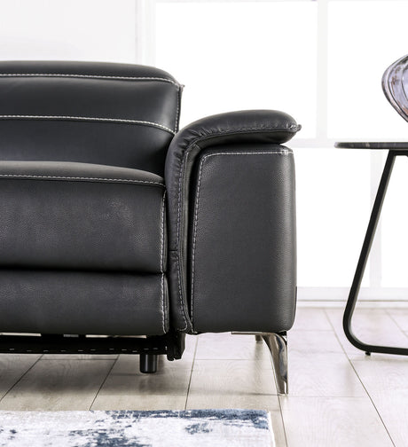 Ascona Power Reclining Sofa, Loveseat & Recliner - Wall-Hugger with Power Headrests in Breathable Leatherette – Black & Beige, view 12