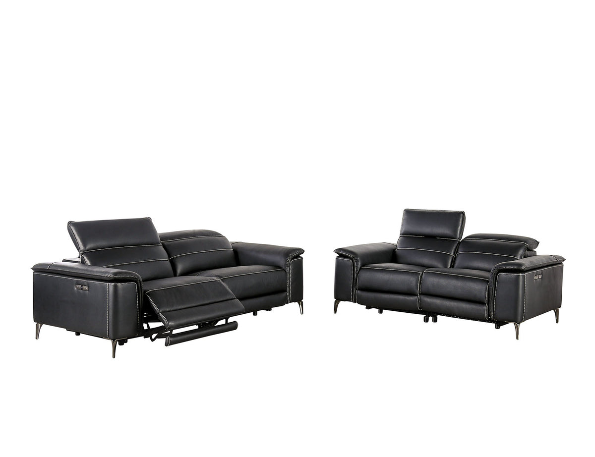 Ascona Power Reclining Sofa, Loveseat & Recliner - Wall-Hugger with Power Headrests in Breathable Leatherette – Black & Beige, view 16