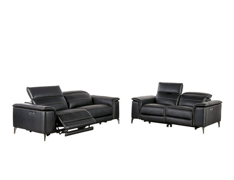 Ascona Power Reclining Sofa, Loveseat & Recliner - Wall-Hugger with Power Headrests in Breathable Leatherette – Black & Beige, view 16