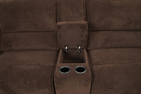 Damasus Contemporary Power Reclining Sectional with USB Charging & Console - Java – Brown, view 2