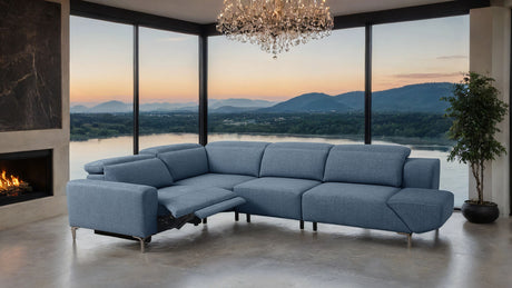 Melancton Power Reclining Sectional with Swivel Arm & Power Headrests - Blue