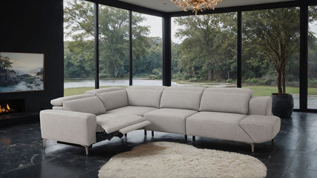 Melancton Power Reclining Sectional with Swivel Arm & Power Headrests - Light Gray