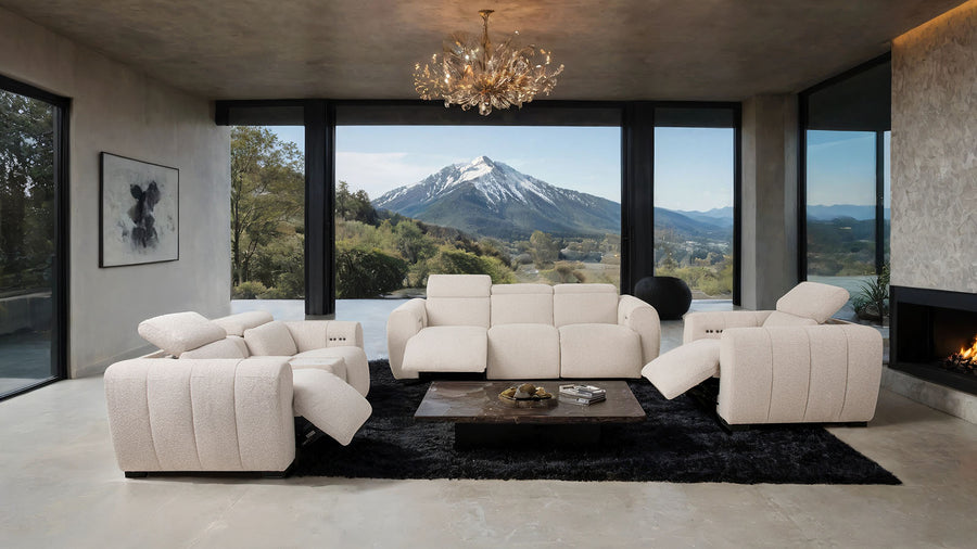 Thaddea Dual Power Reclining Sofa, Loveseat, Recliner & Sectional - Oversized Seats in White