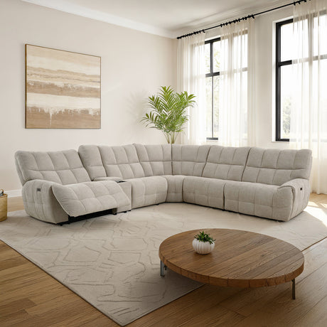 Clemens Power Reclining Sectional with Wireless Charging Console - Beige