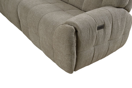 Clemens Power Reclining Sectional with Wireless Charging Console - Biscuit-Tufted Chenille – Beige & Gray, view 8