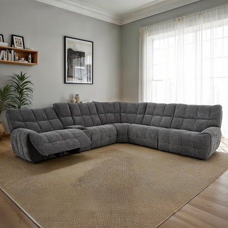 Clemens Power Reclining Sectional with Wireless Charging Console - Dark Gray