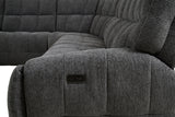 Clemens Power Reclining Sectional with Wireless Charging Console - Biscuit-Tufted Chenille – Beige & Gray, view 12