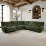Clemens Power Reclining Sectional with Wireless Charging Console - Jade Green