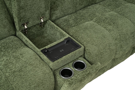 Clemens Power Reclining Sectional with Wireless Charging Console - Biscuit-Tufted Chenille – Beige & Gray, view 17