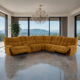 Clemens Power Reclining Sectional with Wireless Charging Console - Butterscotch